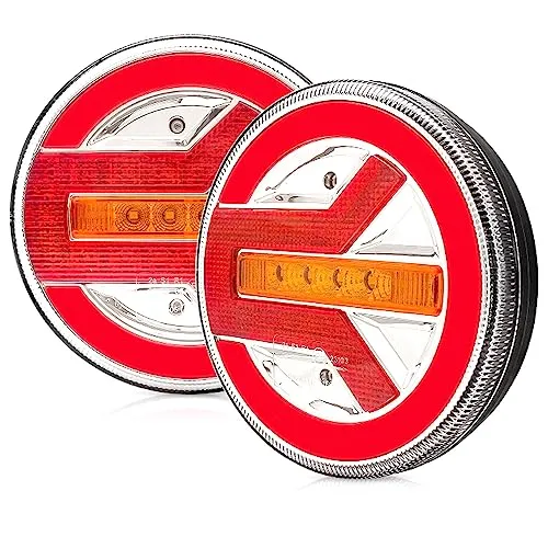 AOJO 2 PCS Rund LED PKW-Anhänger Rücklicht 12V 24V LKW Rücklichter mit E-Prüfzeichen, Wasserdicht