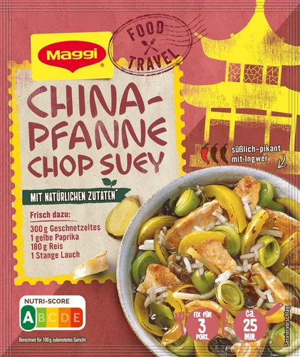 MAGGI Fix China-Pfanne Chop Suey - Leckere Fixierung für eine schnelle China-Pfanne, ideal für 300g Hähnchengeschnetzeltes und frisches Gemüse. Einfach zubereiten und genießen!