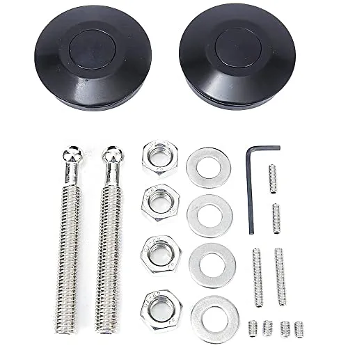CENPEK 2 x schwarze Aluminium-Pins für Motorhaube, 62 mm, universeller Schnellverschluss, Druckknopfverschluss, für Motorhaube, Stoßstange oder Heimwerker.