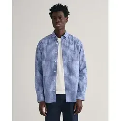 GANT Herren Reg Poplin Gingham Shirt - Klassisches Hemd in College Blue, M EU - Herrenhemden mit Regular Fit, praktischer Brusttasche und stylischer Kellerfalte für optimalen Tragekomfort.