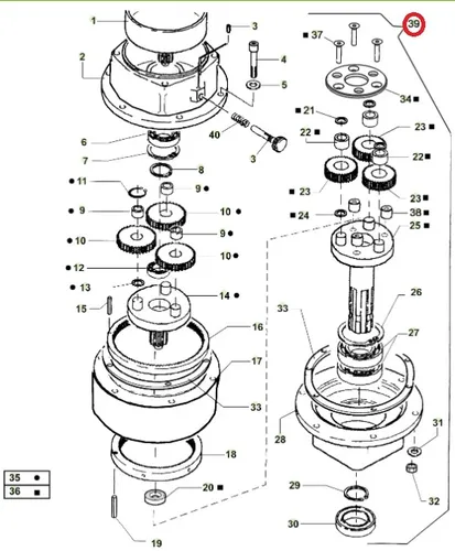 Original Epiczyklischer Reduzierer für Bohrgeräte T143 - T152 022740 - Hochwertiger epicycloidischer Reduzierer für Bohrgeräte, ideal für den professionellen Einsatz in der Landwirtschaft. Robuste Bauweise für hohe Zuverlässigkeit.