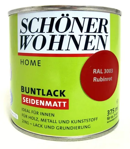 Home Buntlack - Acryllack, seidenmatt, Ral 3003 Rubinrot 375 ml    22€/Liter