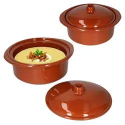 MamboCat Vorratsglas 2er Set Ton-Topf + Deckel 1,6L - Vorratsgläser aus hochwertigem Ton, perfekt für die mediterrane Küche und ideal zur Aufbewahrung von Lebensmitteln.