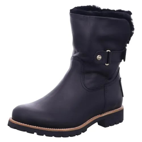 Panama Jack Damen Felia Igloo Travelling Halblange Stiefel, Schwarz, 41 EU - Wanderschuhe mit wasserfestem Nappa Hydro-Obermaterial und natürlichem Fellfutter für optimalen Komfort und Wärme beim Wandern.