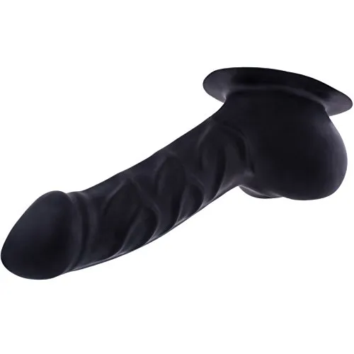 TOYLIE Latex Penishülle Franz Schaftlänge: 14cm schwarz mit Basisplatte zum ankleben an Latexkleidung - stark geäderter Penis-Sleeve mit Hodensack und ausgeprägter Eichel - MADE IN GERMANY