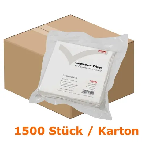 Vileda EvoControl 400, Einweg-Microfasertücher für Reinraum Einweg-Reinigungstuch, hohe Saugkraft, 10 x 150 Stück/Karton 142880 / 142856