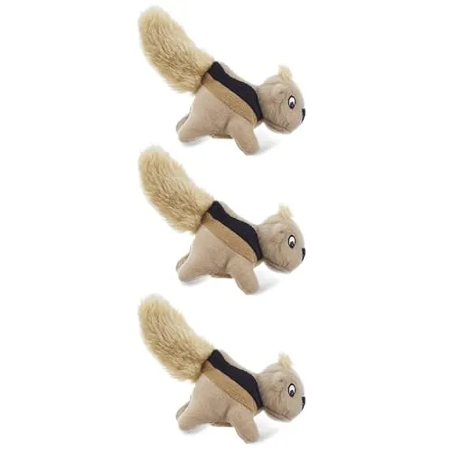 Outward Hound Squeakin' Squirrels - Plüsch-Eichhörnchen - Hundespielzeug - Ersatztiere - 3er-Pack