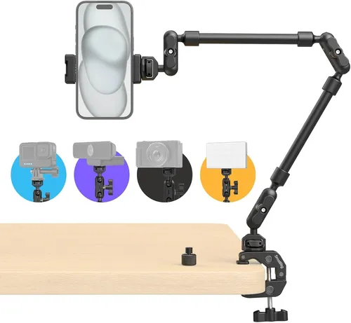 SmallRig 22" Magic Arm mit Klemme – Flexibler Kamera-Ständer - Vielseitiger Magic Arm für DSLR, SLR und Camcorder. Einstellbar und mit 12 Anti-Rutsch-Designs für verbesserte Stabilität. Ideal für kreative Aufnahmen und professionellen Einsatz.