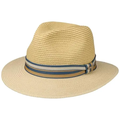 Stetson Romaro Toyo Traveller Strohhut Herren - UV-Schutz & Breite Krempe - Sun Hüte für Herren – Der leichte Travellerhut aus 100% Toyo-Stroh bietet einen geprüften UV-Schutzfaktor 40+ und spendet an heißen Tagen kühlenden Schatten.