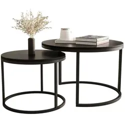 Selsey Couchtisch 2er Set  Bello , schwarz , Maße (cm): H: 46  Ø: 70