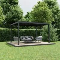 Ximax Pergola Shade Aluminium 300 cm x 400 cm Dunkelgrau mit Beleuchtung - Wetterfeste Pergola aus pulverbeschichtetem Aluminium mit verstellbarem Lamellendach und integriertem Beleuchtungssystem. Ideal für gemütliche Stunden im Freien.