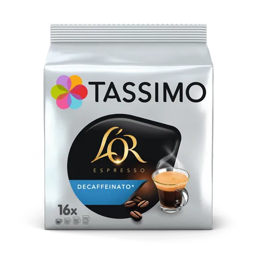 Tassimo L'OR Espresso Decaffeinato 2589 - Kaffeekapseln & Pads, reichhaltiger Espresso mit Zitrusnote für einen köstlichen Genuss ohne Koffein!