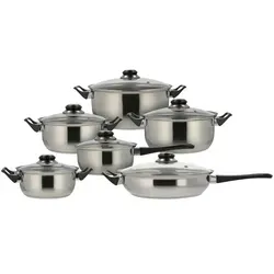 levelone Topfset aus Edelstahl, 12-teilig, silber - Hochwertiges 12-teiliges Topfset aus Edelstahl mit Glasdeckeln. Ideal für vielseitiges Kochen. Perfekt für Hobbyköche, die Wert auf Qualität legen. Entdecken Sie die Vielfalt in der Kategorie Kochgeschirrsets.