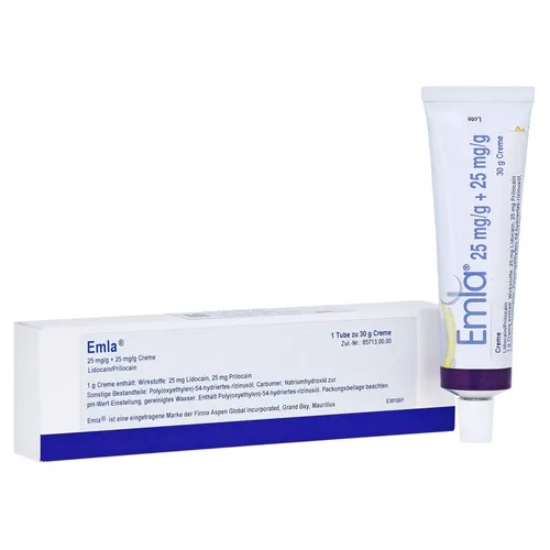 Emla Creme 30 G - Arzneimittel zur Lokalanästhesie, betäubt die Hautoberfläche vor medizinischen Eingriffen und sorgt für schmerzarme Behandlungen.