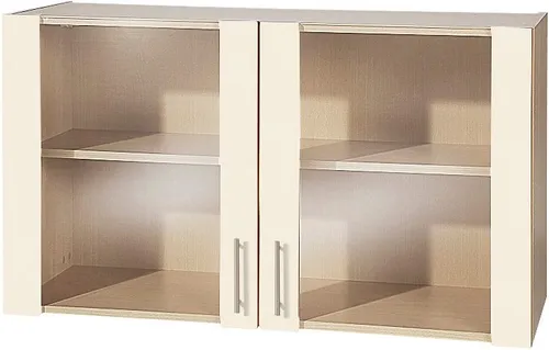 Glashängeschrank WIHO KÜCHEN "Kiel", beige (front: magnolia, korpus: sonoma eiche), B:100cm H:56,5cm T:35cm, Schränke, Glashängeschrank, Front mit Glaseinsatz
