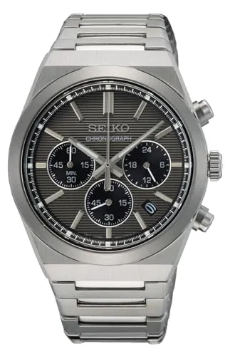Seiko Herren Analog Quarz Uhr SSB455P1 - Armbanduhr für Herren mit kratzfestem Saphirglas, robustem Edelstahl-Gehäuse und komfortablem Edelstahlarmband, bis 10 BAR wasserdicht.