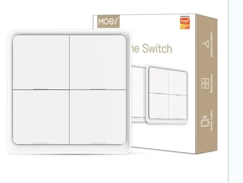 MOES ZigBee Szenenumschaltung Tuya Smart Device - Druckschalter für Smart Home Automation, ermöglicht 12 Szenenwechsel mit nur einer Berührung, energieeffizient und kabellos, ideal für müheloses Steuern von Tuya-Smart-Geräten.