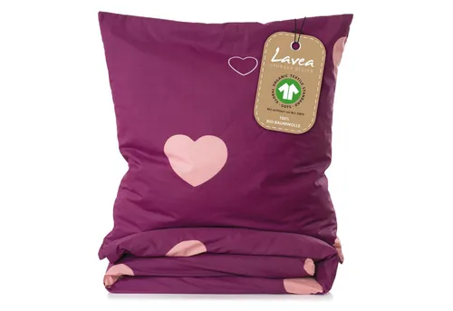 Lavea Kinderbettwäsche Set Emilia 100 x 135cm - Bettwäsche-Set aus 100% Baumwolle in Bordeaux-Rosa, ideal für ein gemütliches Kinderzimmer und sorgt für einen erholsamen Schlaf.