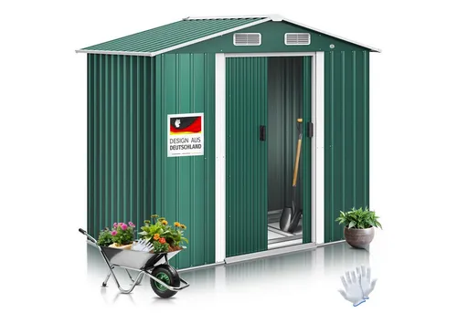 KESSER Gartenhaus 131x131 cm - Metall Gerätehaus mit 4,2m³ Volumen und sicherer Schiebetür. Ideal für die Aufbewahrung von Gartengeräten und Werkzeugen.