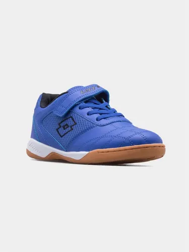 Lotto Hallenschuh blau 32 EU - Sneaker, sportlicher Hallenschuh in Blau/Schwarz, ideal für Badminton, Handball und mehr, mit praktischem Klettverschluss für schnellen Einstieg.