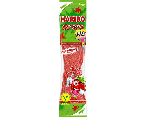 HARIBO Süßigkeit, Haribo Spaghetti Strawberry Sour Extrasaure Fruchtgummi Schnüre 200g