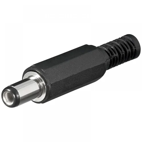 DC-Stecker / Hohlstecker 2,1x5,5 mm mit Knickschutz - Robuster DC-Stecker für Lötmontage, ideal für zuverlässige Verbindungen und optimalen Knickschutz in verschiedenen Anwendungen.