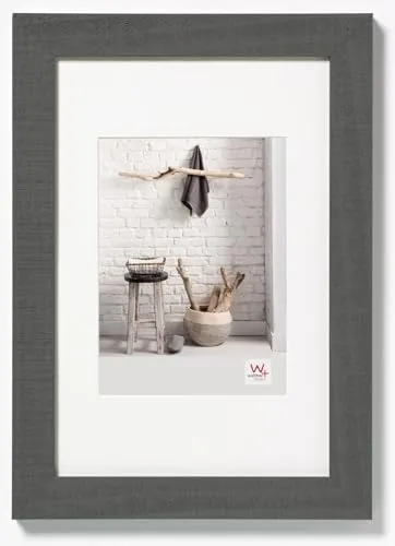 walther design Bilderrahmen grau 40 x 50 cm mit Passepartout, Home Holzrahmen HO050D