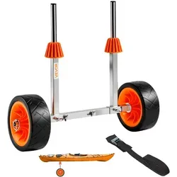 VEVOR Kajakwagen mit Vollgummireifen - Robuster Kajakwagen mit 19,1 cm Vollgummireifen und 4 m Spanngurt. Ideal für den Transport von Kajaks und Wassersportgeräten. Leicht und tragbar für mühelosen Einsatz.