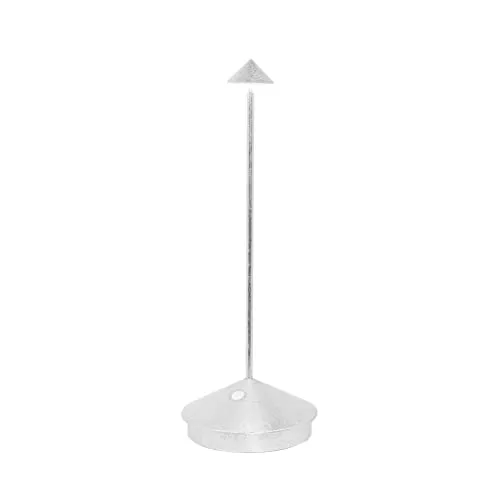 Zafferano Pina Pro Lampe - Elegante Tischlampe mit Silberfarbenem Blatt - Tischlampen mit modernem Design und Touch Control, kabellos und wiederaufladbar für bis zu 12 Stunden Licht. Perfekt für stilvolle Innenräume.