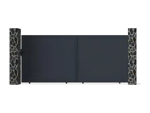 Schiebetor NAZARIO aus anthrazitfarbenem Aluminium – 392 × 173 cm - Modernes Schiebetor aus witterungsbeständigem Aluminium, ideal für sicheren Zutritt. Blickdichtes Design schützt vor neugierigen Blicken. Erhältlich in verschiedenen Größen und Farben, manuell oder elektrisch.