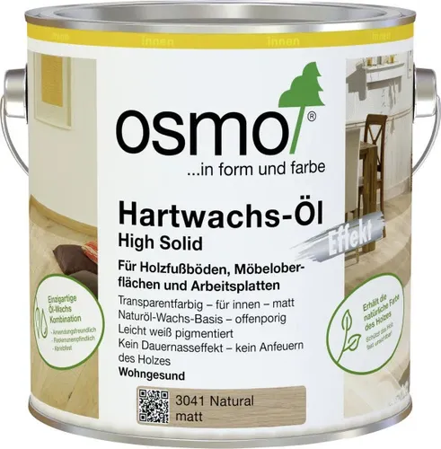 Osmo Hartwachs-Öl Effekt Natural 0,75 l - Holzöl für natürlichen Oberflächenschutz, ideal für Holzfußböden und Möbel mit wasserabweisendem Effekt.