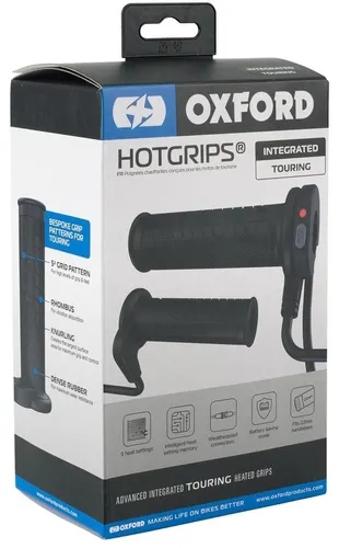 Oxford HotGrips Advanced Integrated Touring EL398 - Beheizte Lenkergriffe für Motorräder mit 5 Leistungsstufen für optimale Wärme. Integrierter Controller und intelligenter Wärmeeinstellungsspeicher bieten Komfort und Sicherheit bei kaltem Wetter.