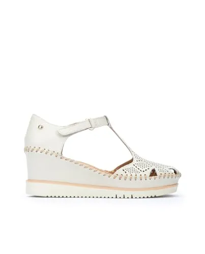 Pikolinos AGUADULCE Keilsandalen für Frauen in Blanco - Wanderschuhe aus weichem, premium Leder mit atmungsaktiver Fütterung für hohen Tragekomfort und 7 cm Absatz für Stabilität und Höhe.