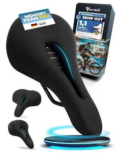 MIVELO Comfort PRO Fahrradsattel mit Memory Foam - Fahrradsattel für Damen und Herren, ergonomisch gestaltet mit Memory Foam für maximalen Komfort und optimale Gewichtsverteilung – ideal für lange Touren und jeden Untergrund.