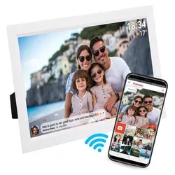 FRAMEO PFF-1503W - Weißer 15.6'' FULL HD Wi-Fi Bilderrahmen - Digitale Bilderrahmen mit 15.6'' FULL HD IPS Touchscreen und 16 GB Speicher. Teilen Sie Fotos und Videos einfach über die FRAMEO App mit Freunden und Familie!