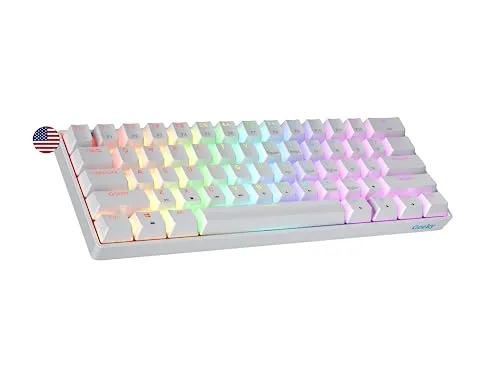 Geeky GK61 60% | Hot Swappable Mechanische Gaming-Tastatur | 61 Tasten Multi Color RGB LED Hintergrundbeleuchtung für PC/Mac Gamer| ANSI US Amerikanisches Layout (Weiß, Mechanical Brown)