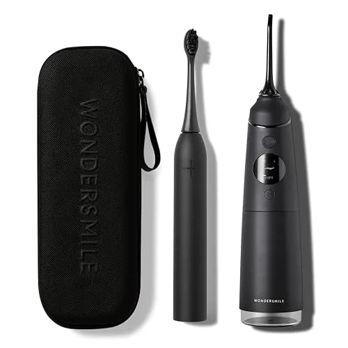 Wondersmile Munddusche Ultimate Oral Care Bundle - Elektrische Zahnbürsten, umfassendes Reise-Pflege-Set mit Schalltechnologie für optimale Mundreinigung und 8 Wochen Akkulaufzeit.
