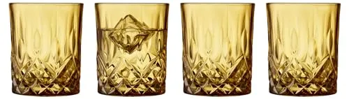 Lyngby Glas Whiskyglas Sorrento 4er Set, Tumbler, Amber - Gläser & Glaswaren – Hochwertiges 4er Set mit elegantem Design, perfekt für Whisky-Liebhaber und stilvolle Abende.