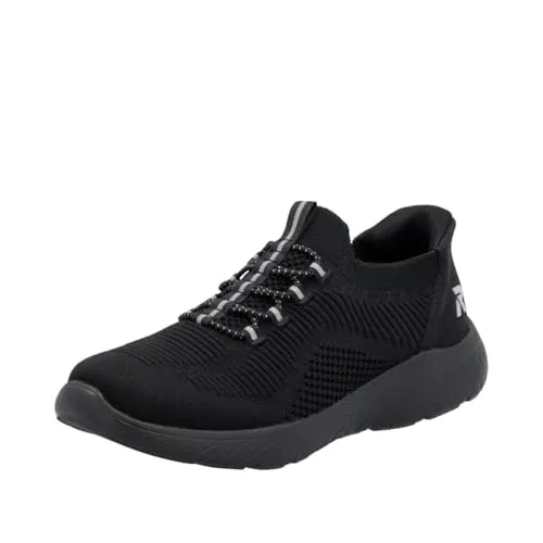 Rieker Damen M5066 Slipper - Schwarz, 40 EU - Slipper & Mokassins für Damen mit Komfortweite und extra weicher MemoSoft-Decksohle für müheloses Hineinschlüpfen ohne Bücken.