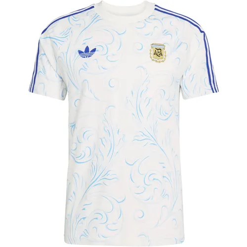 adidas ARGENTINIEN WM 2026 ORIGINALS T-Shirt Herren - Stylisches Fußballshirt im Design des argentinischen Auswärtstrikots; klassischer Rundhalsausschnitt und markentypische Streifen verleihen einen sportlichen Look; ideal für Fans und Freizeitaktivitäten.