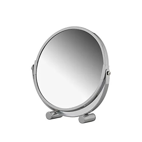 Testrut Vergrößerungsspiegel Testrut Kosmetikspiegel – Doppelter Nutzen - Eleganter Standspiegel mit verchromtem Rahmen, drehbar für Normal- und 3-fach Vergrößerung. Ideal für Rasur oder Make-up, kompakt und perfekt für Reisen. Maße: ca. 18,5 x 19 x 4 cm.