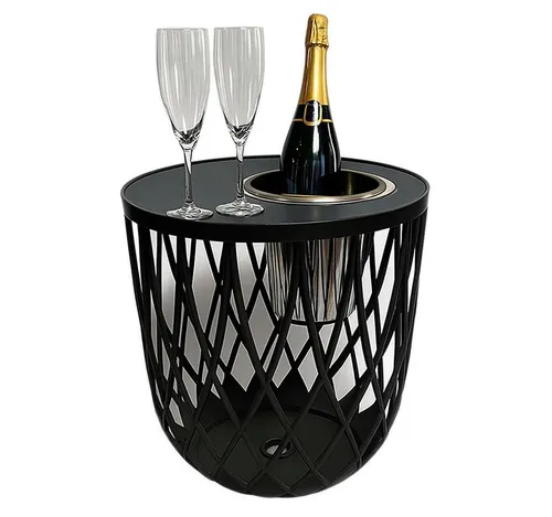 COOTAB Cooler Table Dubai – Beistelltisch mit Edelstahl-Weinkühler - Ablagetisch mit herausnehmbarem Kühler für gekühlte Getränke, wetterfest und pflegeleicht – ideal für Innen- und Außenbereiche.