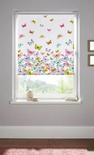 Seitenzugrollo Butterfly, Home affaire, verdunkelnd, ohne Bohren, freihängend, Klemmfix, Hitzeschutz, Schmetterlinge, bunt, bedruckt, Klemmträger bunt 50 cm x 150 cm
