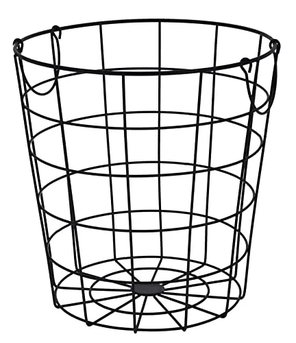 Spetebo Metall Gitterkorb schwarz - 29 cm - Aufbewahrungskorb mit 2 Henkeln - Deko Draht Korb Aufbewahrung Gitter Design rund