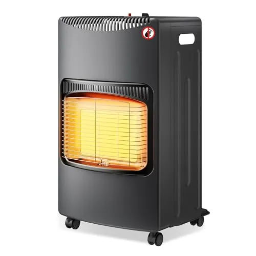 Wiltec mobile Gasheizung 4,2 kW - Gasheizung für Innenräume bis 60 m², mit Kippschutz und ODS für höchste Sicherheit. Effizienter Gasverbrauch und mobil durch Rollen.