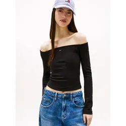 Tommy Jeans Langarmshirt TJW SLIM ESSENTIAL BOAT NECK LS - Figurbetontes Langarmshirt für Damen, perfekt für vielseitige Styles und hohen Tragekomfort dank Stretch-Qualität. Ideal für modische Freizeitlooks!