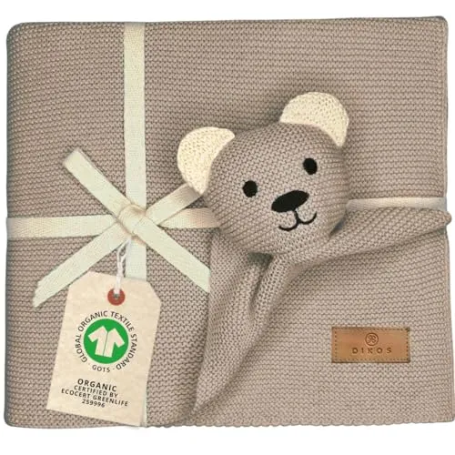 DIKOS® Original Babydecke SCHMUSE-Bär – 2-in-1 Kuscheldecke & Schmusetier aus Bio-Baumwolle - Babydecken: Weiche 2-in-1 Decke mit Schmusetier aus GOTS-zertifizierter Bio-Baumwolle, ideal für empfindliche Babyhaut und als perfektes Geschenk zur Geburt.