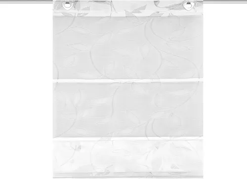 Novel Magnetrollo Boria, Weiß, 80x210 cm - Hochwertiges Textilrollo mit Blätterdesign, Oeko-Tex® Standard 100, universell einstellbare Länge für flexible Nutzung in jedem Raum.