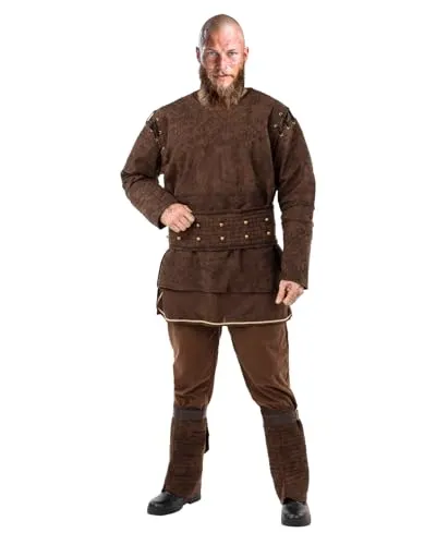 Funidelia Offizielles Ragnar Vikings Kostüm für Herren – Größe M - Erlebe das Abenteuer als Wikingerkrieger! Offizielles Kostüm mit Jacke, Gürtel und Hose für Karneval und Halloween. Hochwertige Verarbeitung für unvergessliche Partys.