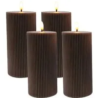 Relaxdays LED Kerzen 4er Set Echtwachs Coffee Flackernd 18 cm